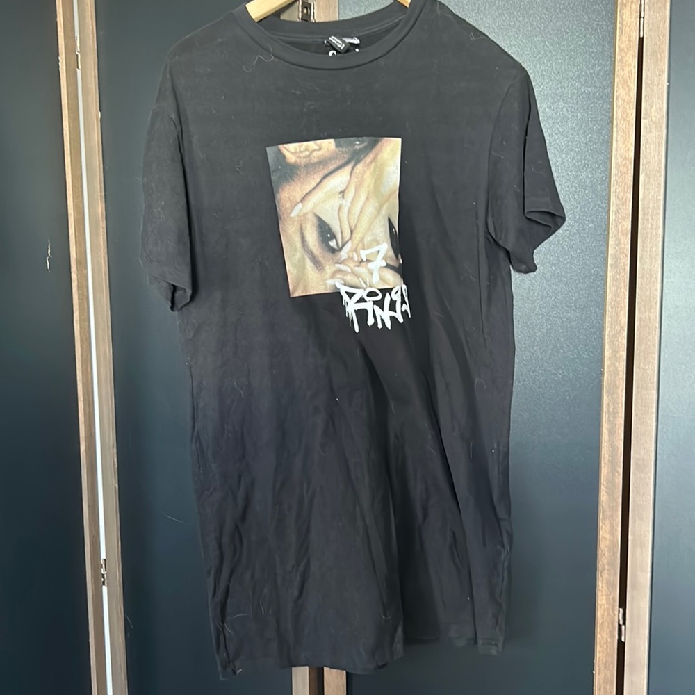 Black Ariana Grande t-shirt dress